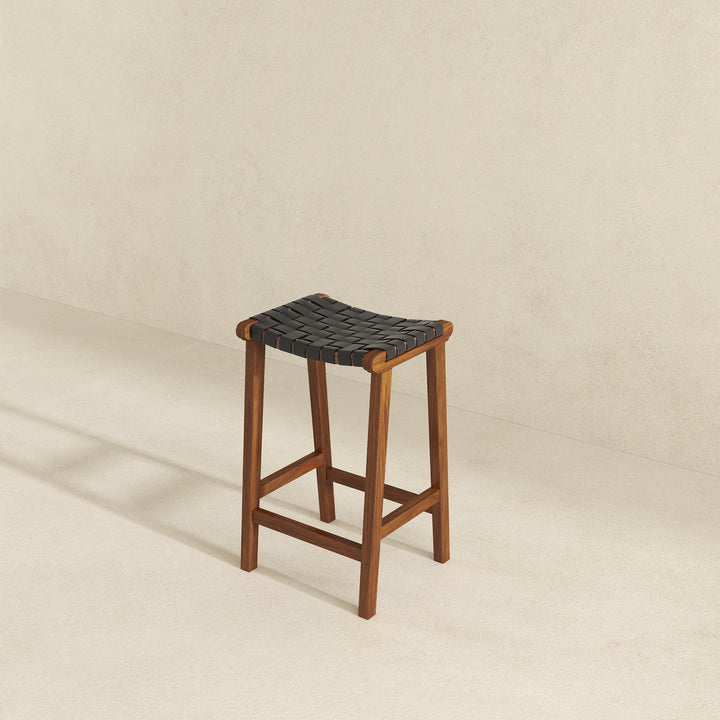 The James Mid-Century Modern Genuine Black Leather 24.5" Counter Stool Era and Style Inspired Home Décor 4