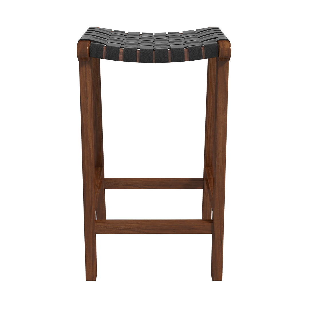 The James Mid-Century Modern Genuine Black Leather 29" Bar Stool Era and Style Inspired Home Décor 8