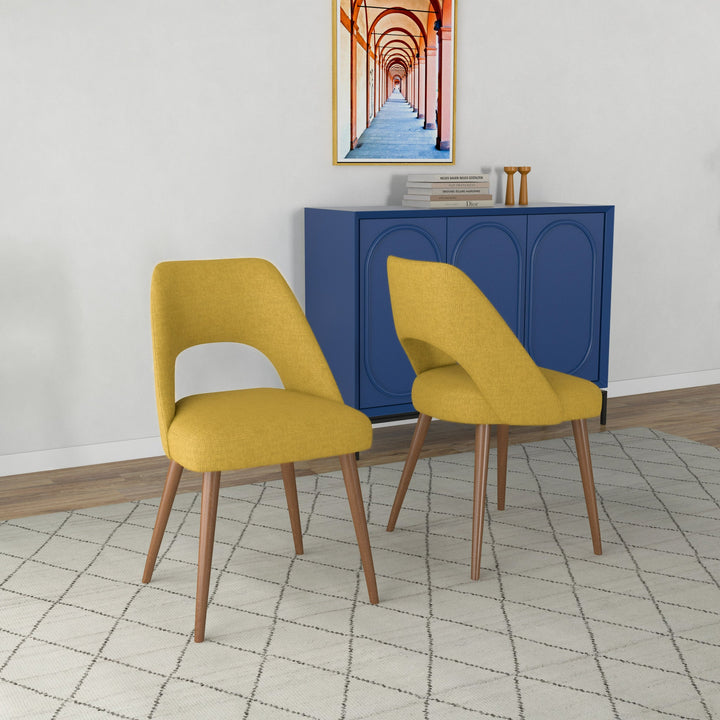 The Juliana Mid Century Modern Yellow Fabric Dining Chair (Set Of 2) Era and Style Inspired Home Décor 3