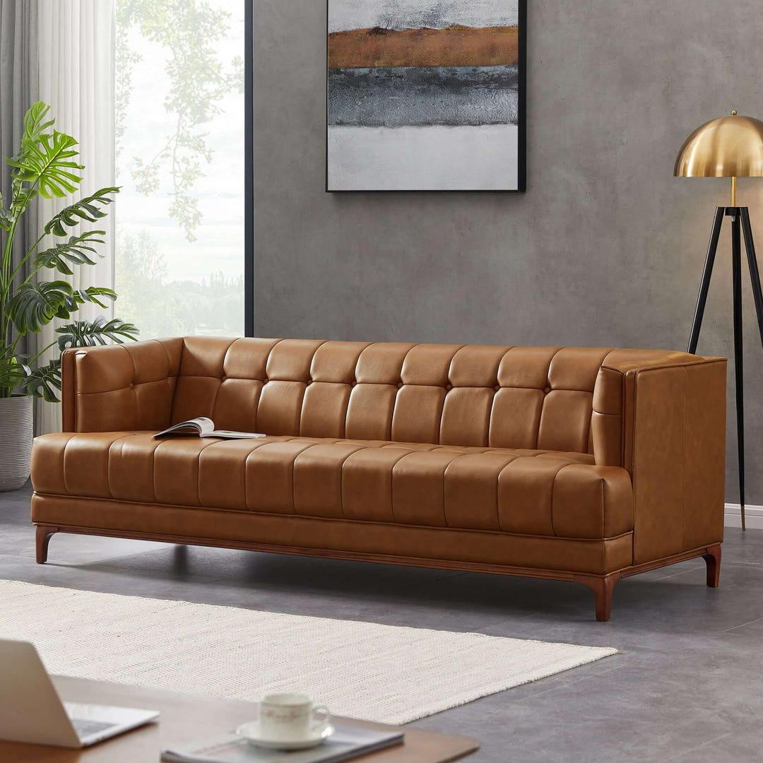 The Mara Tufted Cognac Leather Sofa Era and Style Inspired Home Décor 1