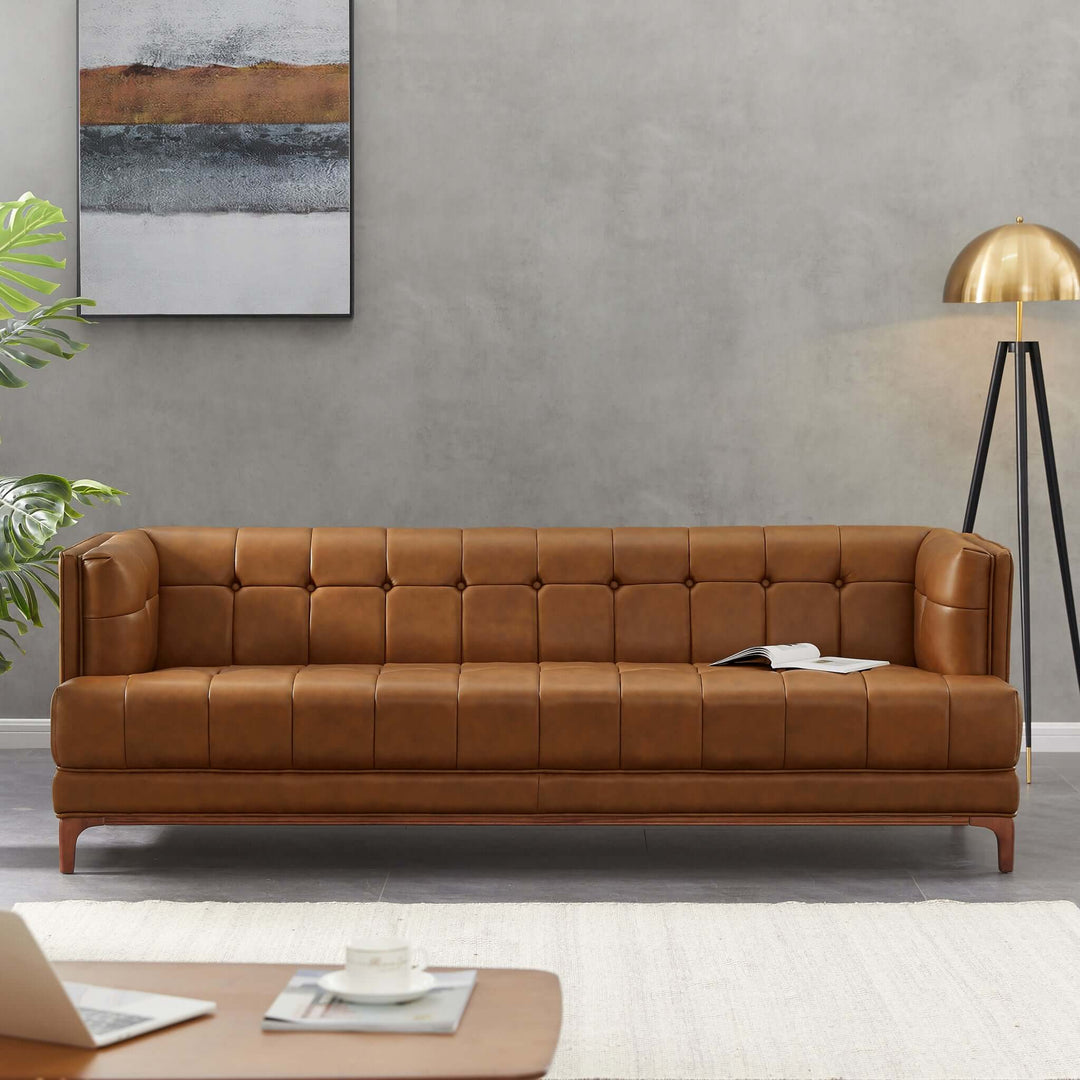 The Mara Tufted Cognac Leather Sofa Era and Style Inspired Home Décor 2