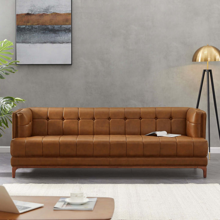 The Mara Tufted Cognac Leather Sofa Era and Style Inspired Home Décor 2