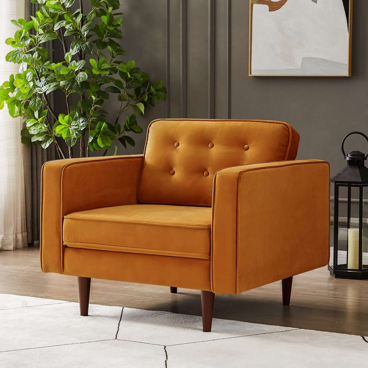 The Casey Burnt Orange Velvet Lounge Chair Era and Style Inspired Home Décor 1