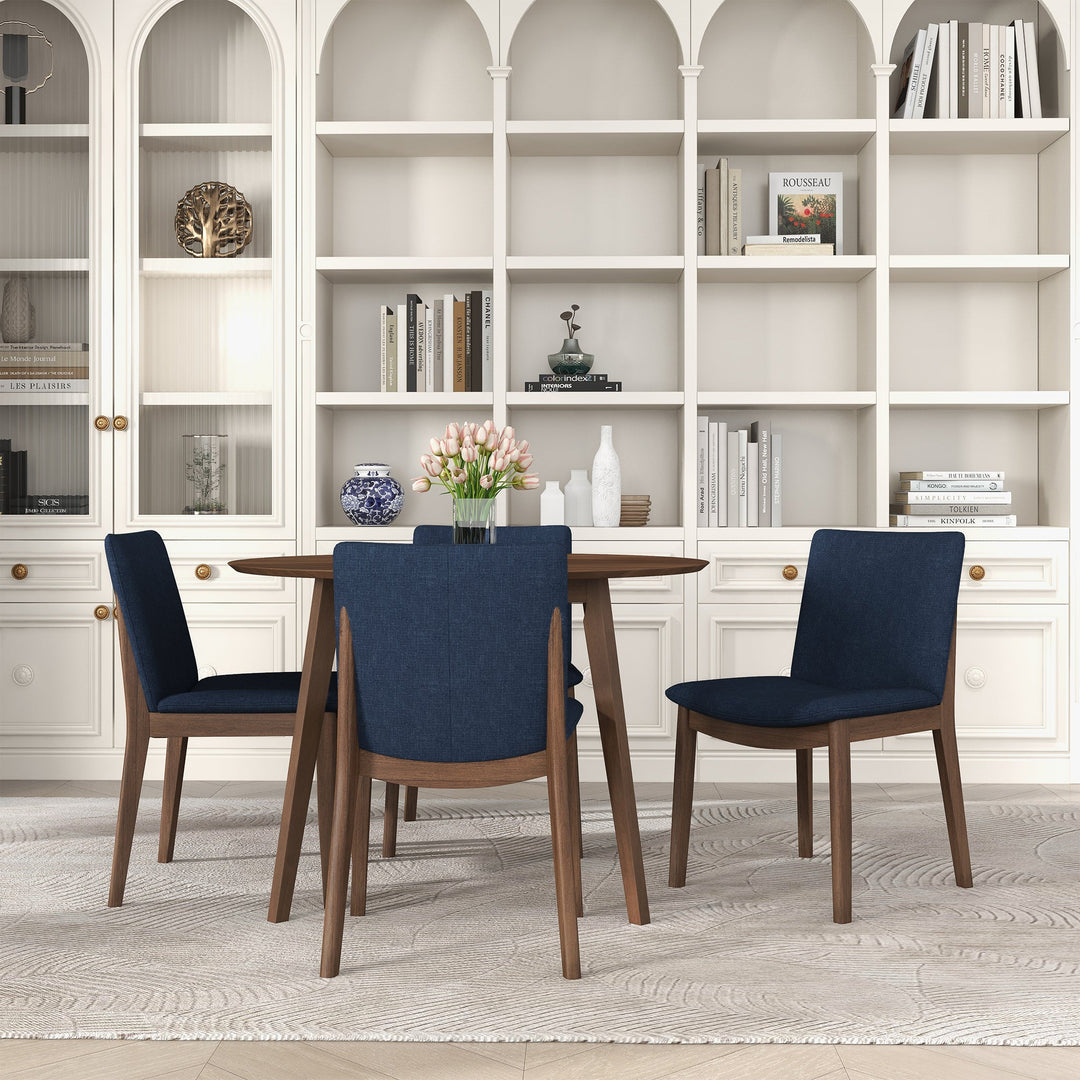 The Laura Blue Linen Solid Wood Dining Chair (Set Of 2) Era and Style Inspired Home Décor 2