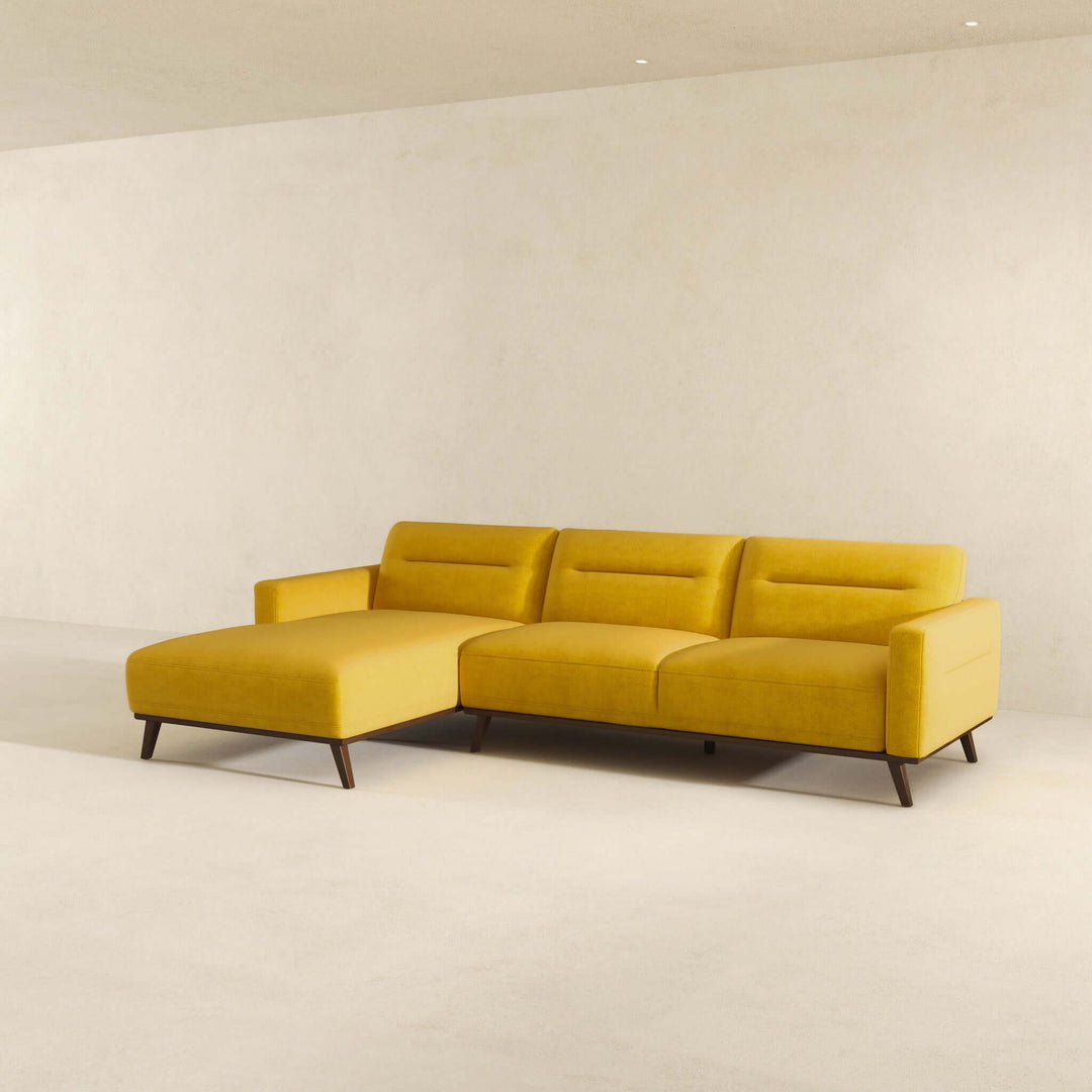 The Ella L-Shaped Dark Yellow Linen Left Sectional Couch Era and Style Inspired Home Décor 2