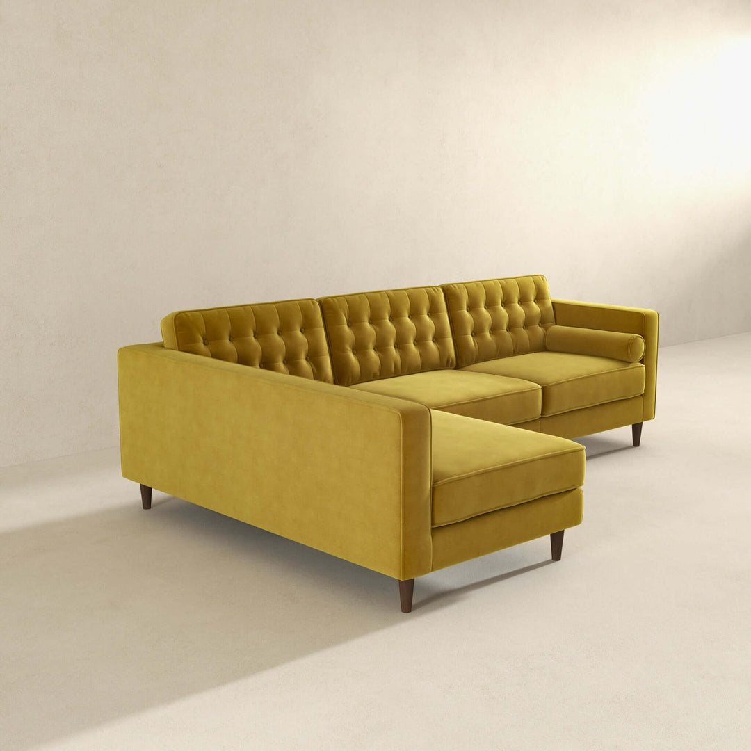 The Christian Dark Yellow Velvet Sectional Sofa Left Facing Era and Style Inspired Home Décor 3