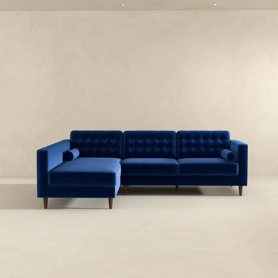 The Christian Blue Velvet Sectional Sofa Left Facing Era and Style Inspired Home Décor 2