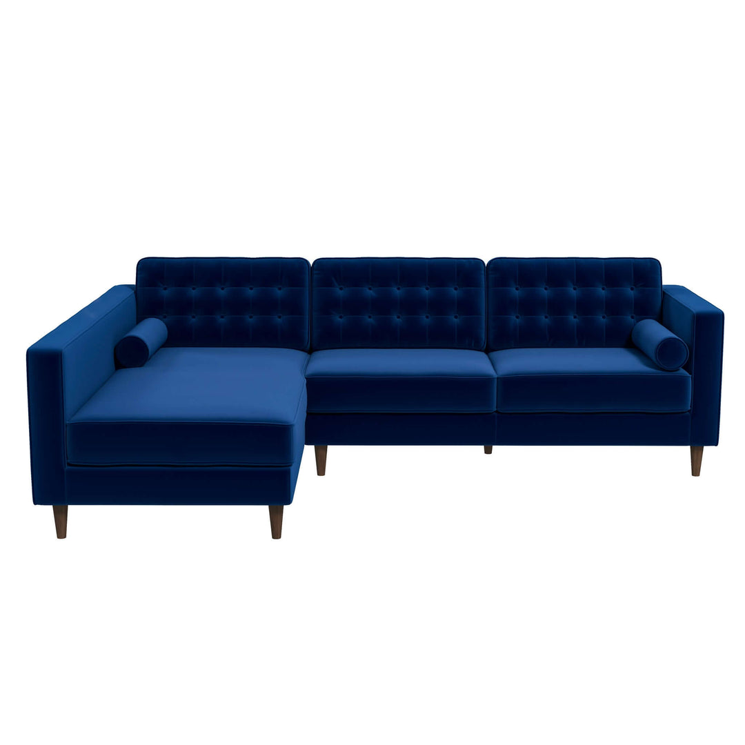 The Christian Blue Velvet Sectional Sofa Left Facing Era and Style Inspired Home Décor 5