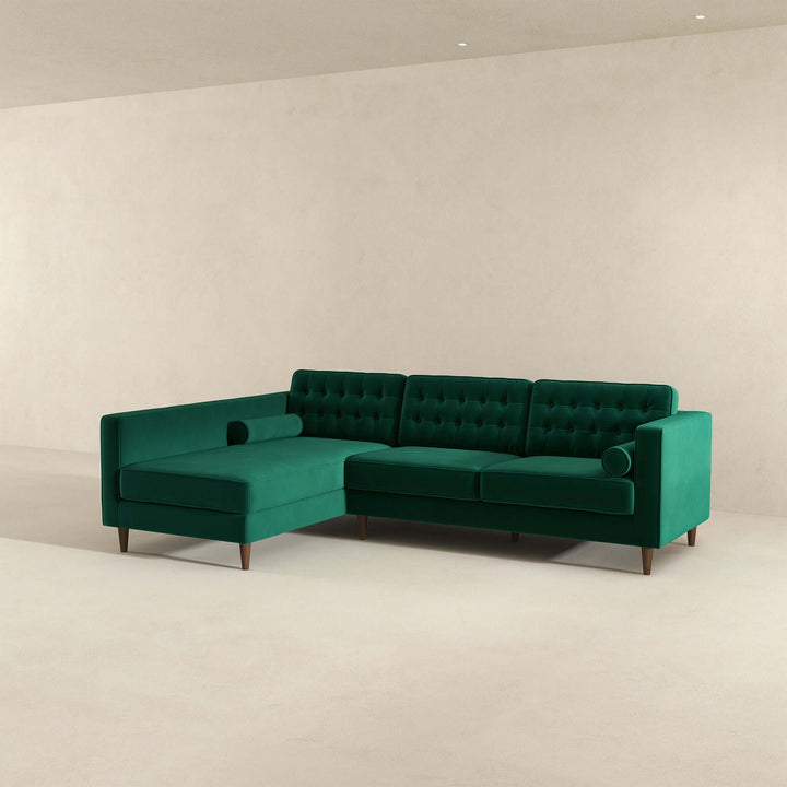 The Christian Green Velvet Sectional Sofa Left Facing Era and Style Inspired Home Décor 5