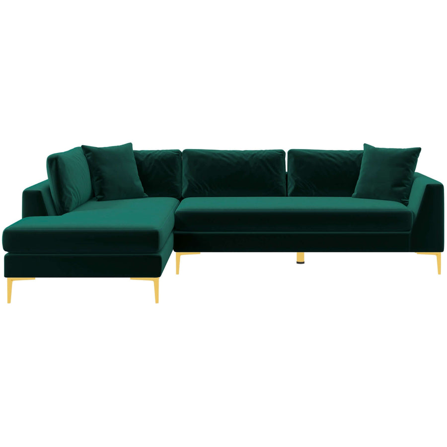 The Mano L-Shaped Velvet Sectional Sofa In Green Left Facing Era and Style Inspired Home Décor 5