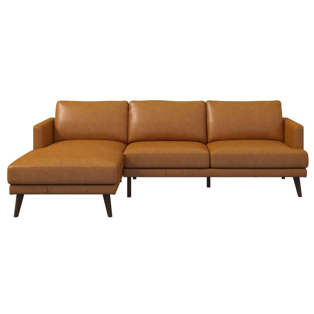 The Lore L-Shaped Genuine Leather Sectional In Tan Left Facing Era and Style Inspired Home Décor 5