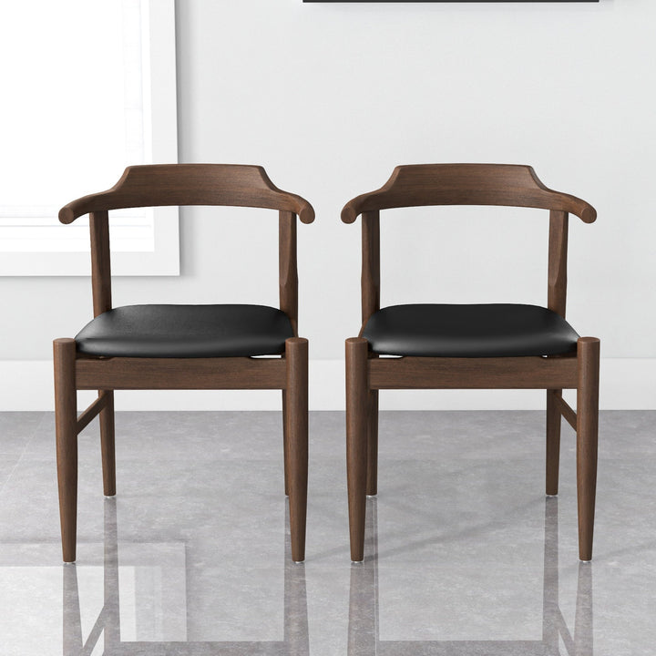 The Leon Mid-Century Modern Leather Dining Chair (Set of 2) Era and Style Inspired Home Décor 11