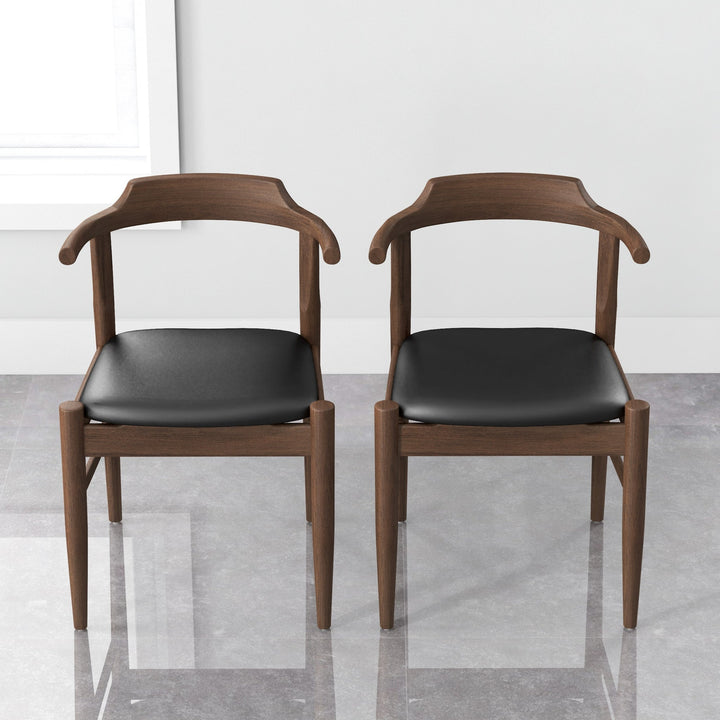 The Leon Mid-Century Modern Leather Dining Chair (Set of 2) Era and Style Inspired Home Décor 3