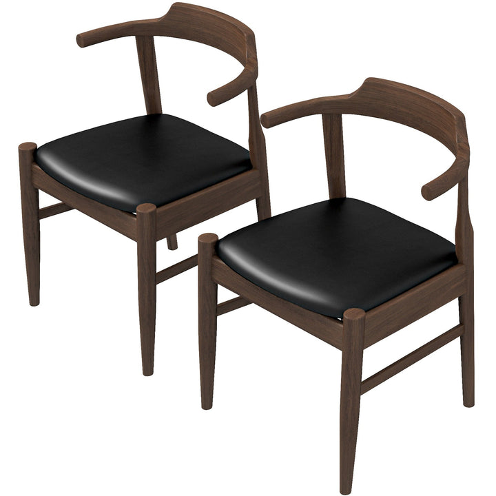 The Leon Mid-Century Modern Leather Dining Chair (Set of 2) Era and Style Inspired Home Décor 1