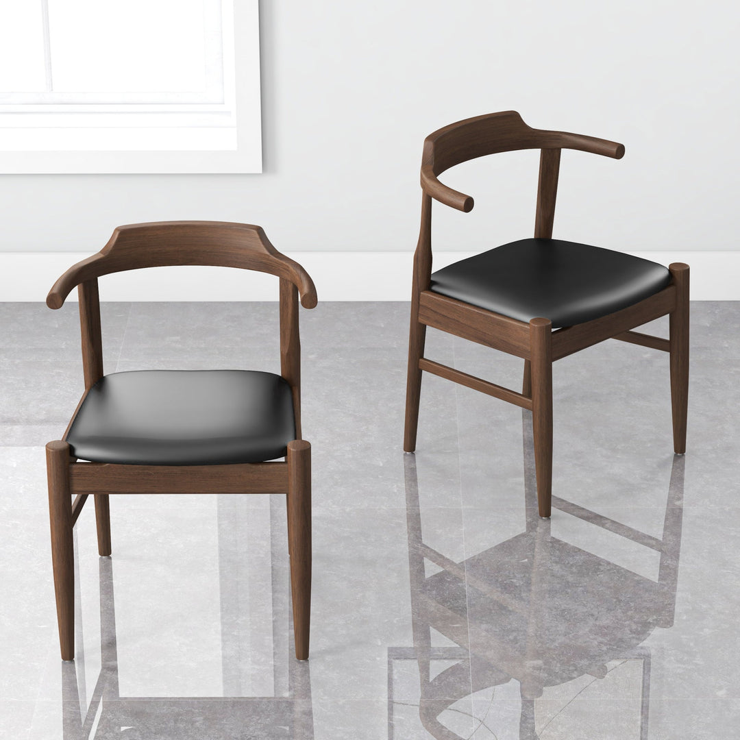 The Leon Mid-Century Modern Leather Dining Chair (Set of 2) Era and Style Inspired Home Décor 2