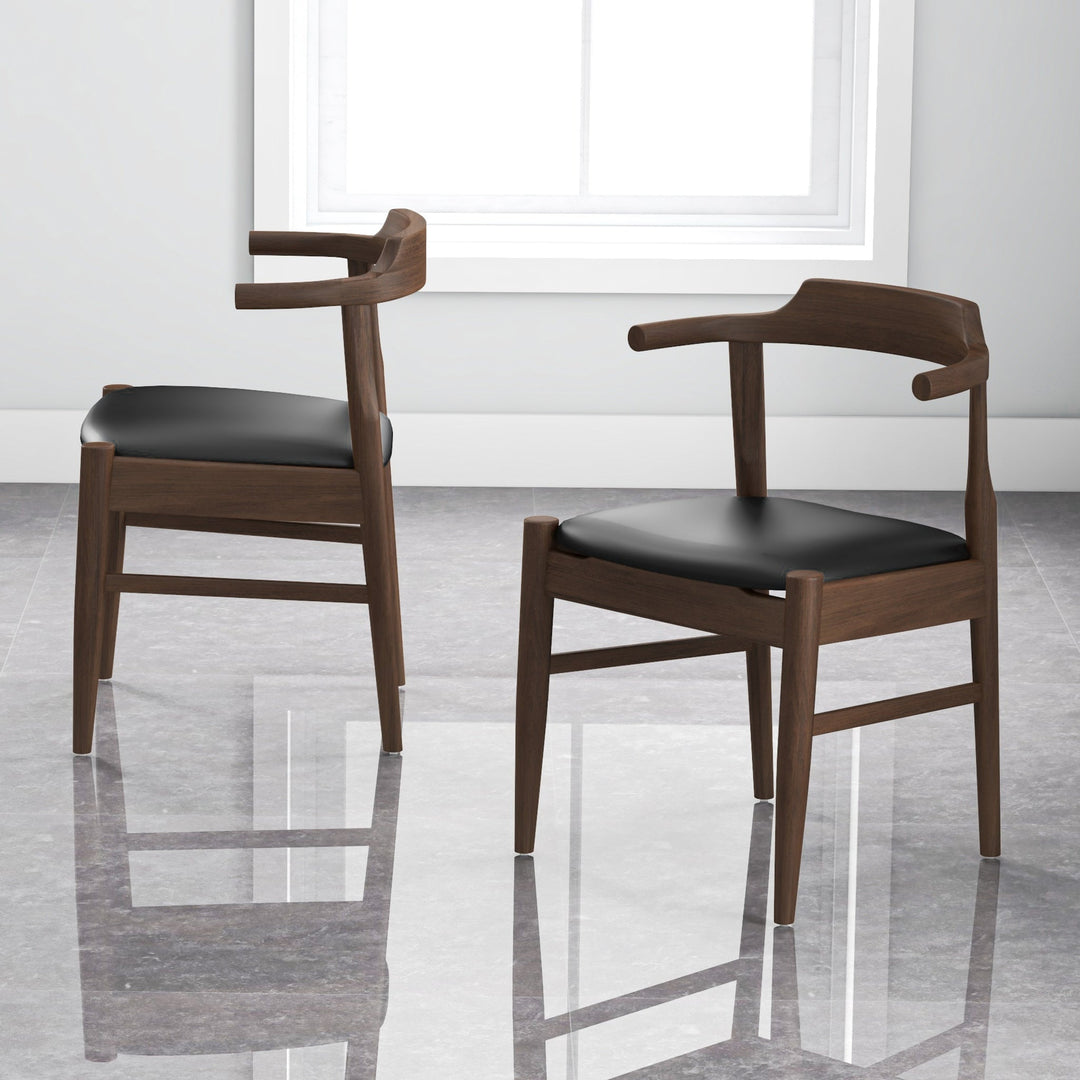 The Leon Mid-Century Modern Leather Dining Chair (Set of 2) Era and Style Inspired Home Décor 4