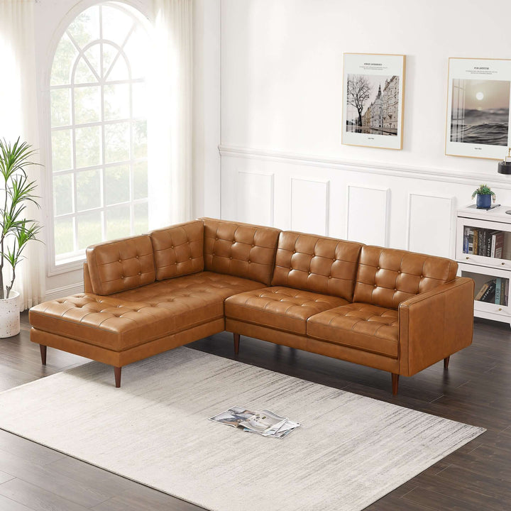 The Lucco Genuine Leather Sectional In Cognac Tan Left Facing Era and Style Inspired Home Décor 1