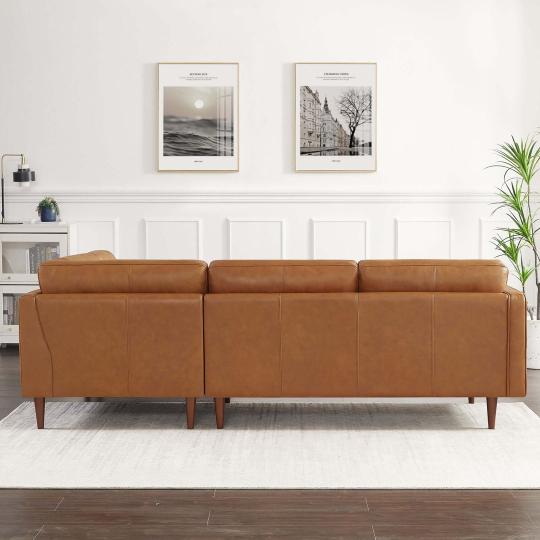 The Lucco Genuine Leather Sectional In Cognac Tan Left Facing Era and Style Inspired Home Décor 3