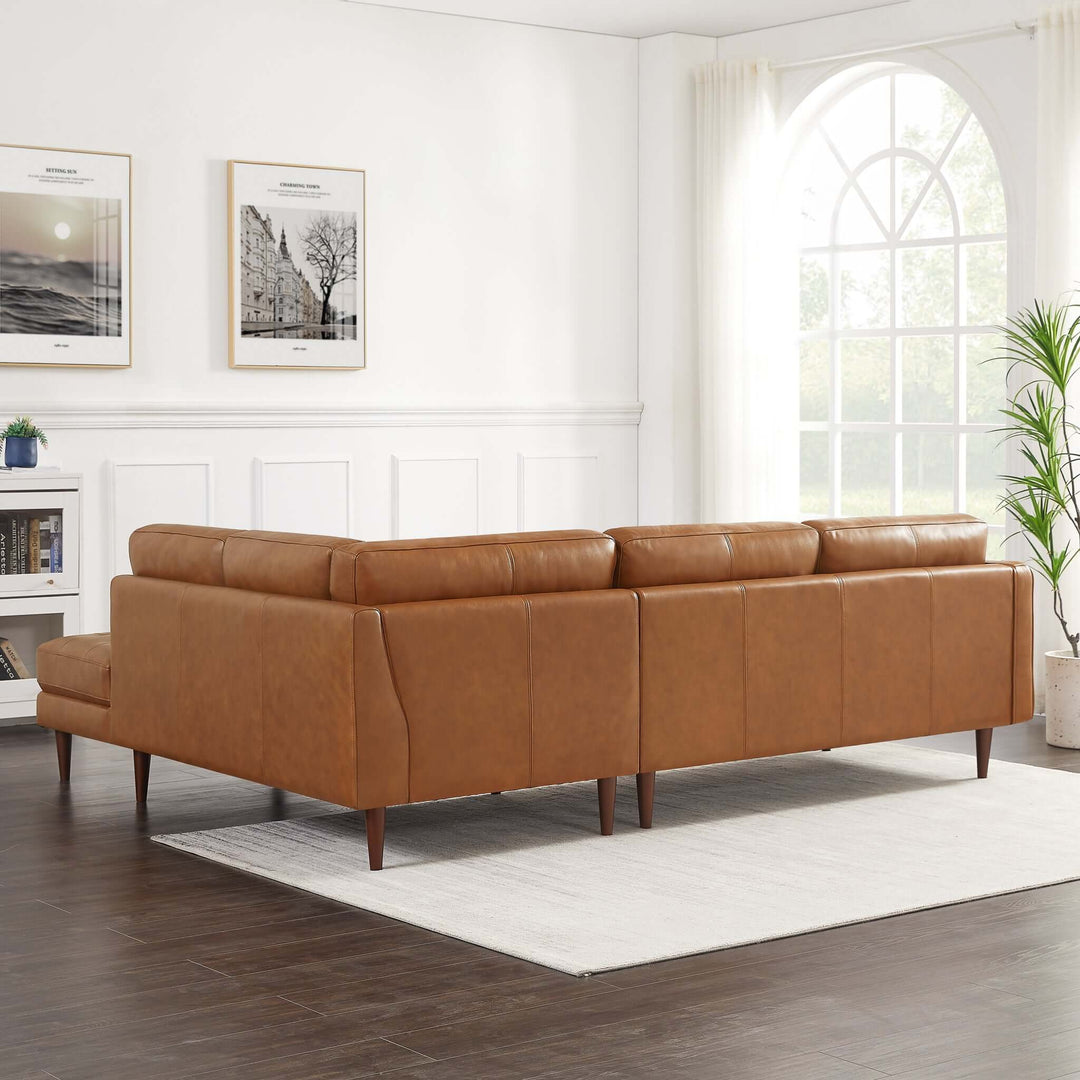 The Lucco Genuine Leather Sectional In Cognac Tan Right Facing Era and Style Inspired Home Décor 3