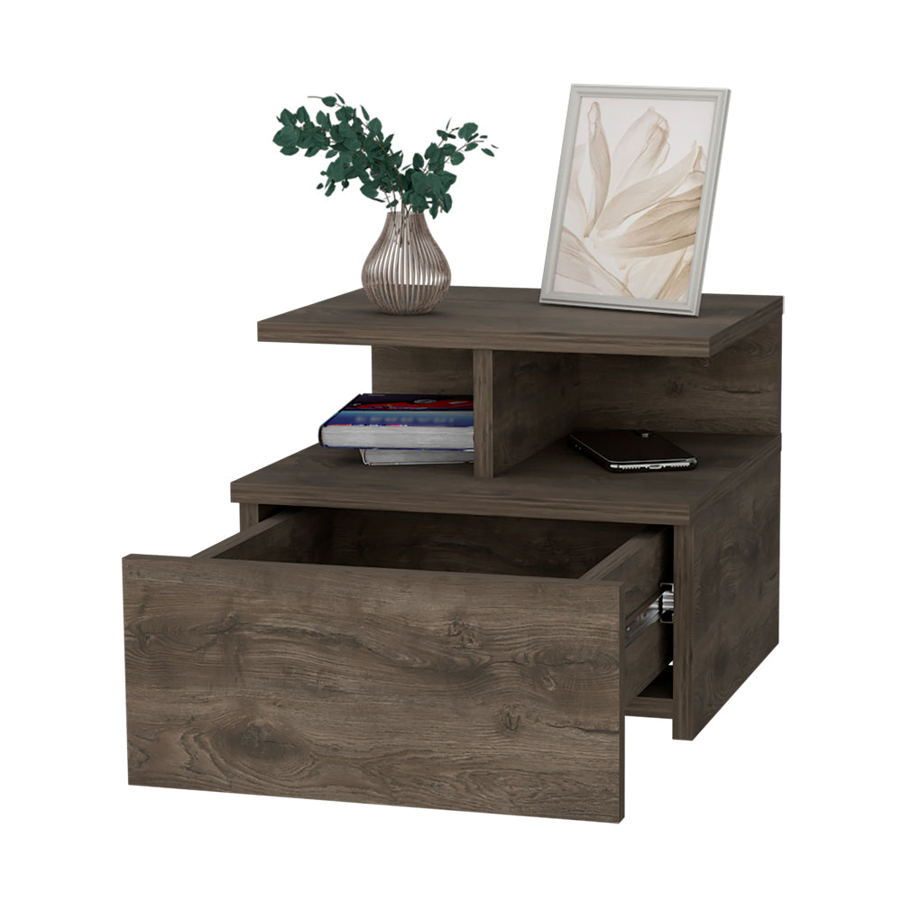 Augusta Floating Nightstand, 2-Tier Shelf, 1-Drawer