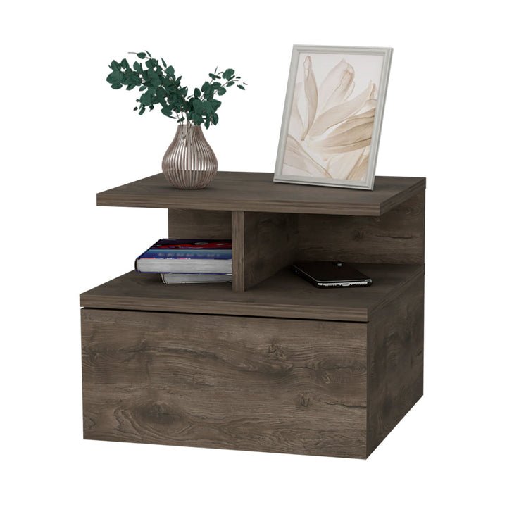 Augusta Floating Nightstand, 2-Tier Shelf, 1-Drawer