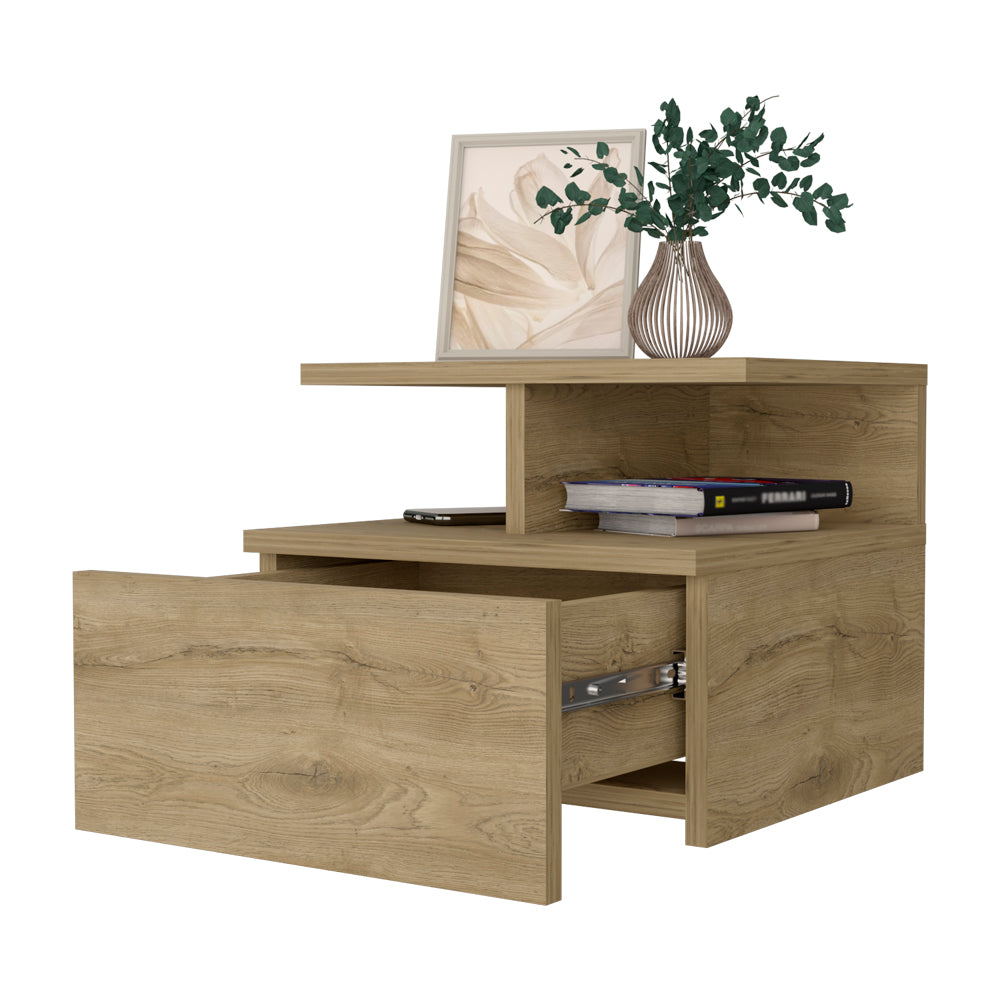 Augusta Floating Nightstand, 2-Tier Shelf, 1-Drawer