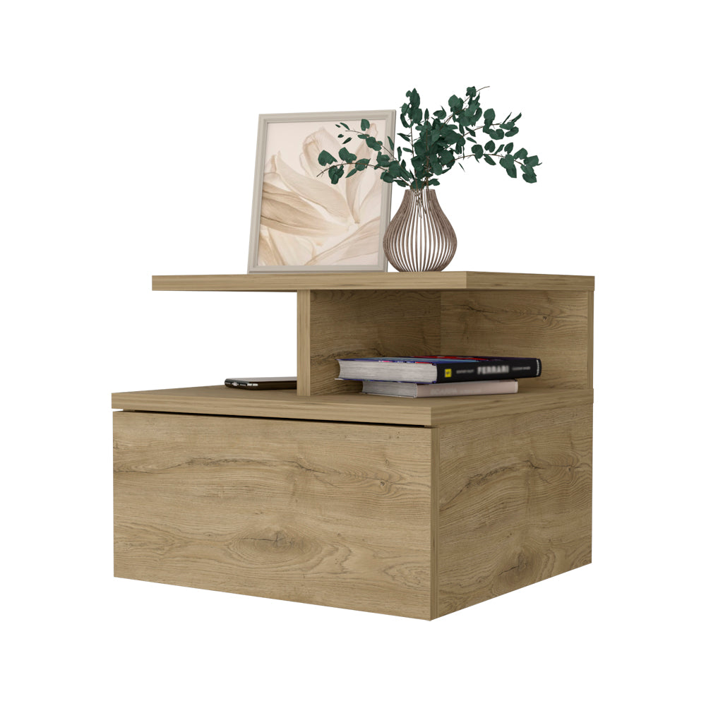 Augusta Floating Nightstand, 2-Tier Shelf, 1-Drawer