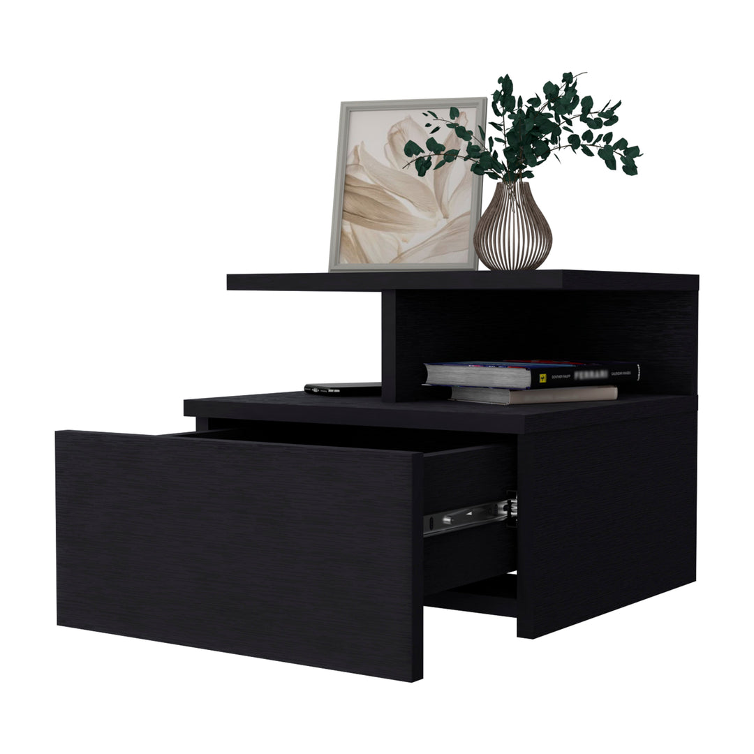 Augusta Floating Nightstand, 2-Tier Shelf, 1-Drawer