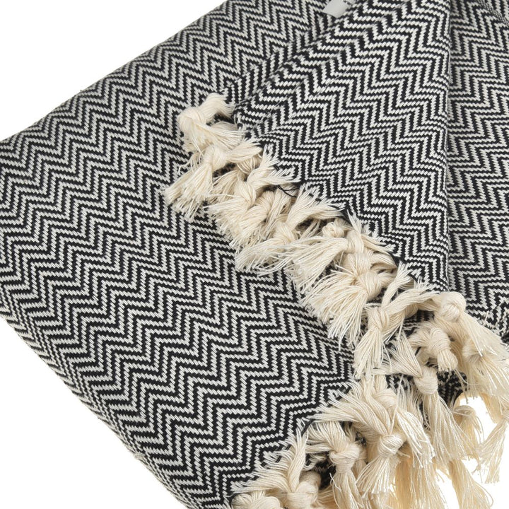 Zigzag Throw Blanket Pure Cotton 72"x50" by La'Hammam