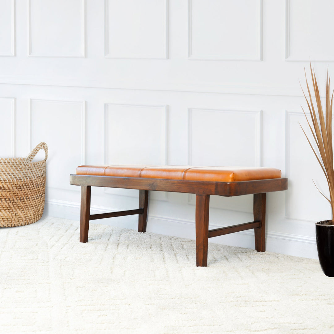 The Maddox Bench (Tan Leather) Era and Style Inspired Home Décor 4