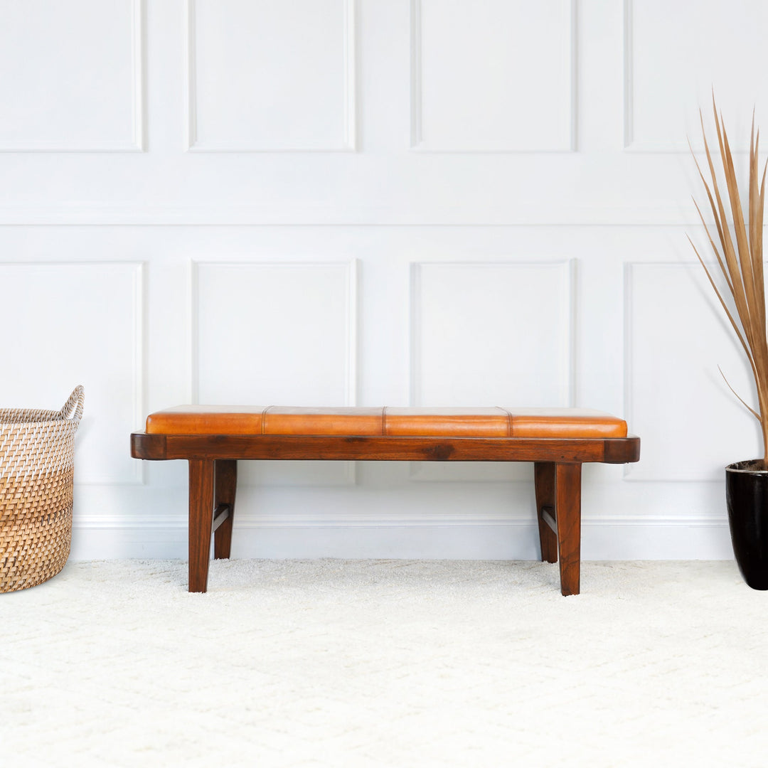 The Maddox Bench (Tan Leather) Era and Style Inspired Home Décor 5