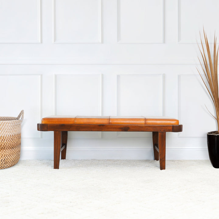 The Maddox Bench (Tan Leather) Era and Style Inspired Home Décor 5