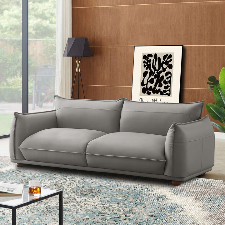 The Emma Mid Century Modern Luxury Grey Leather Sofa Era and Style Inspired Home Décor 1