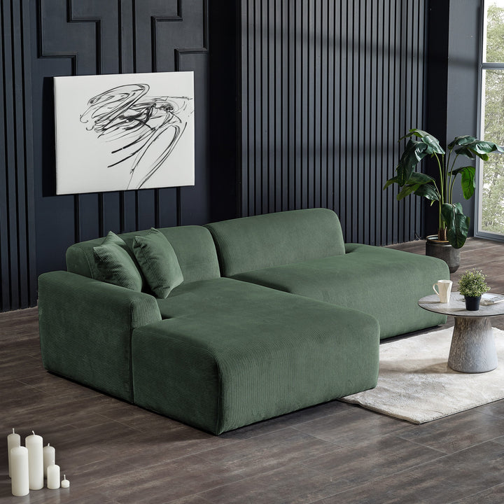 The Mar Sectional Green Velvet Sofa (Left Facing) Era and Style Inspired Home Décor 4