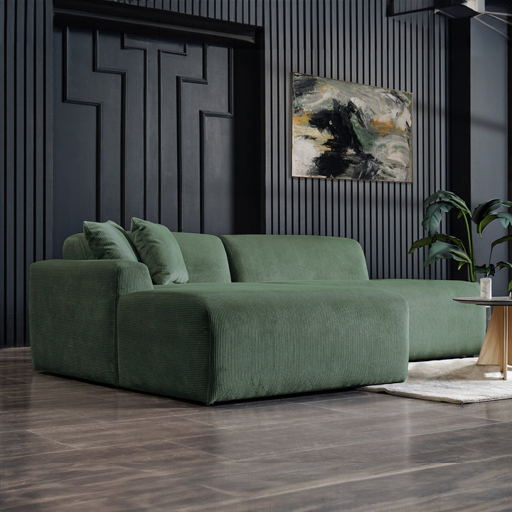 The Mar Sectional Green Velvet Sofa (Left Facing) Era and Style Inspired Home Décor 5