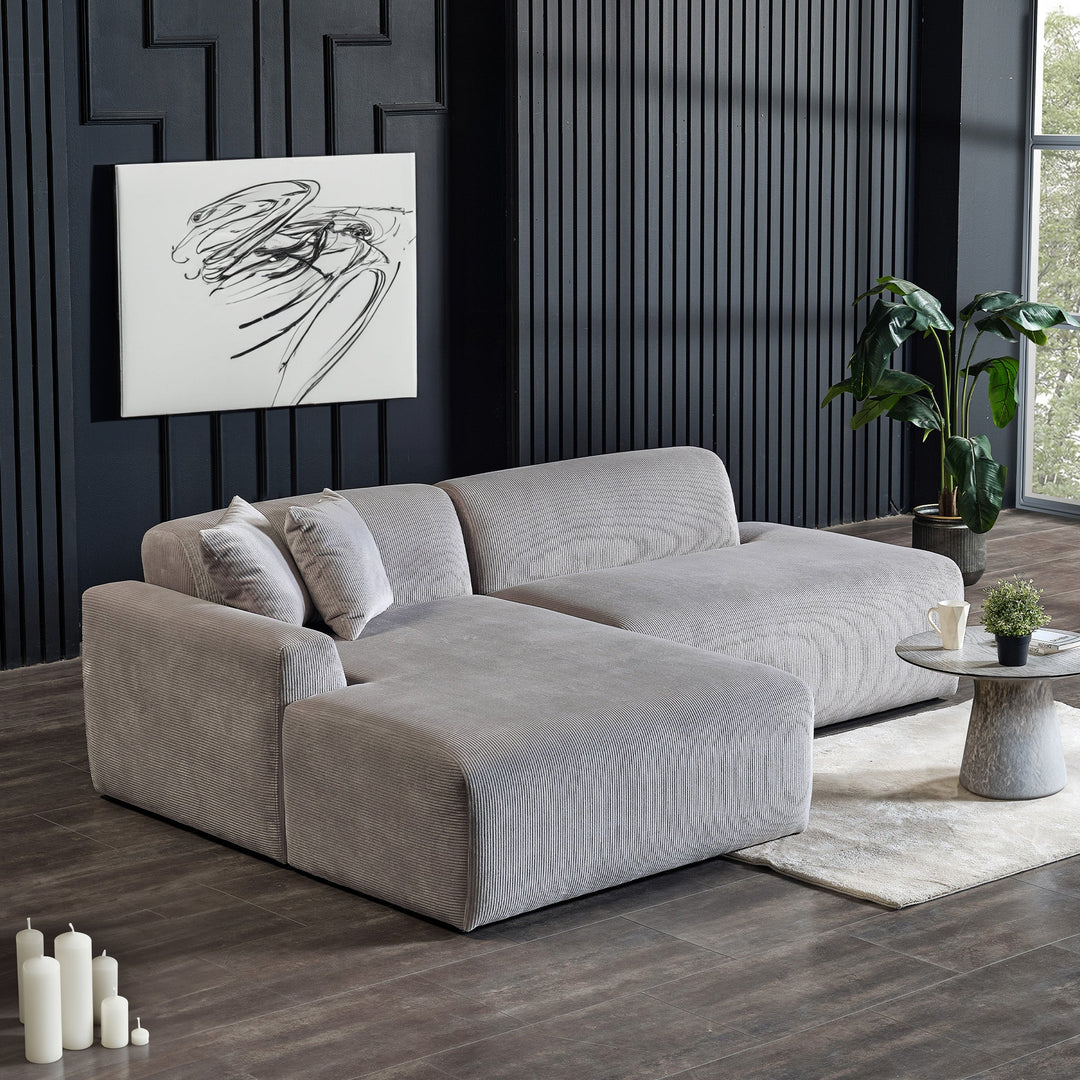 The Mar Sectional Grey Velvet Sofa (Left Facing) Era and Style Inspired Home Décor 4