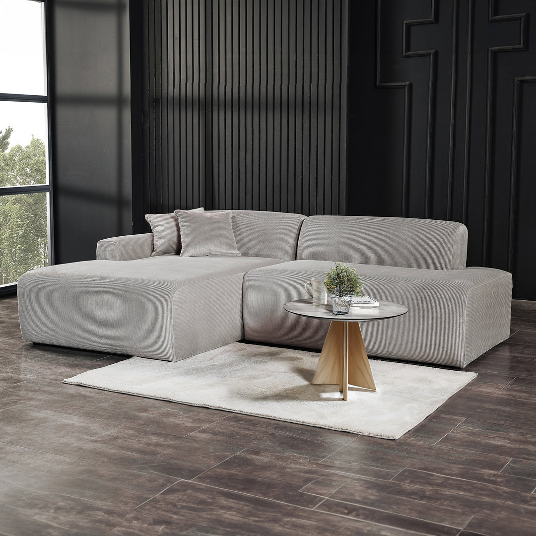 The Mar Sectional Grey Velvet Sofa (Left Facing) Era and Style Inspired Home Décor 2