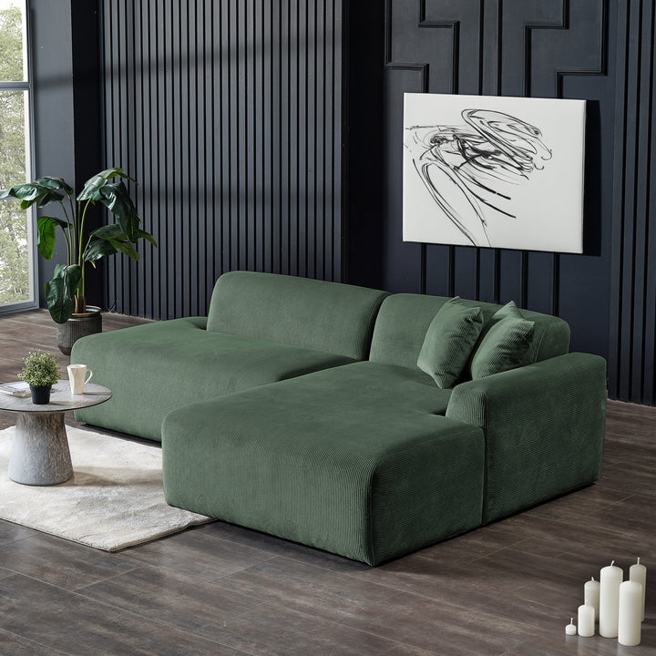 The Mar Sectional Green Velvet Sofa (Right Facing) Era and Style Inspired Home Décor 3