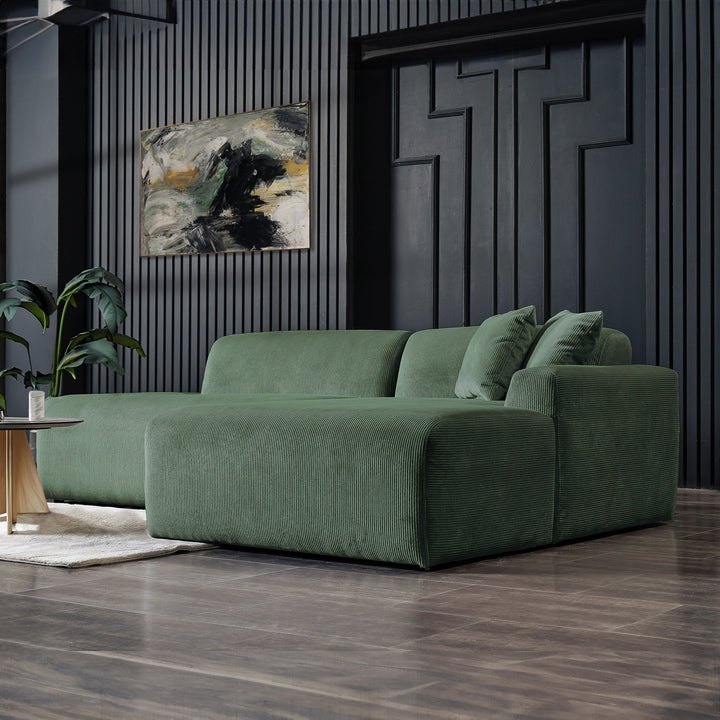 The Mar Sectional Green Velvet Sofa (Right Facing) Era and Style Inspired Home Décor 4