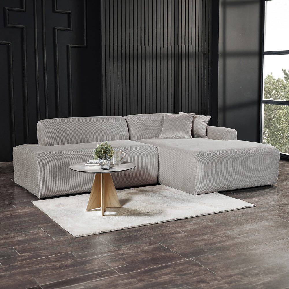 The Mar Sectional Grey Velvet Sofa (Right Facing) Era and Style Inspired Home Décor 2