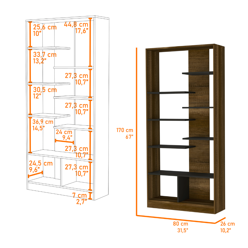 Contemporary Bookcase, Multiple Shelves