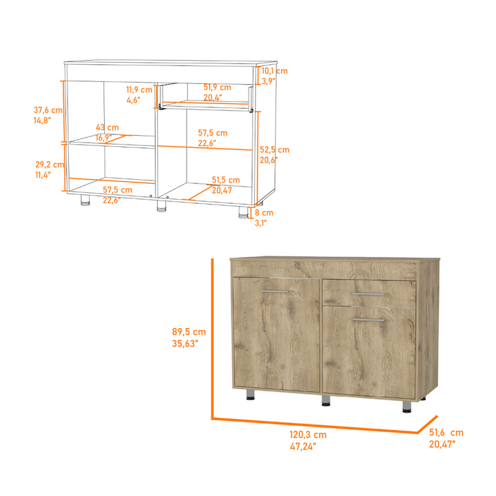 Saturn Utility Base Cabinet, Double Door, One Drawer