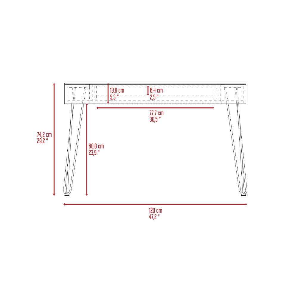 Kyoto 120 Writing Desk, Hairpin Legs, One Drawer