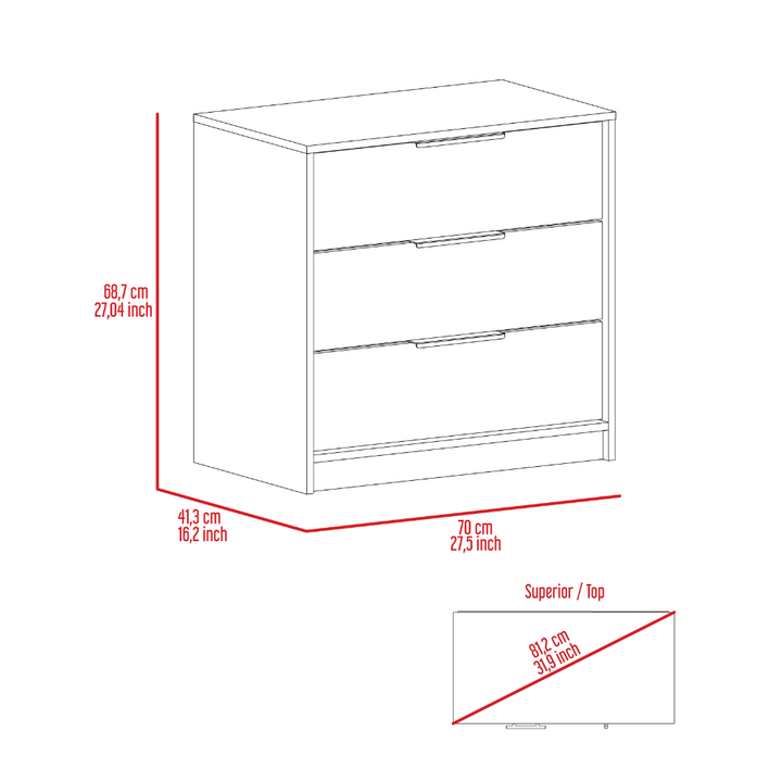 Washington Three Drawer Dresser