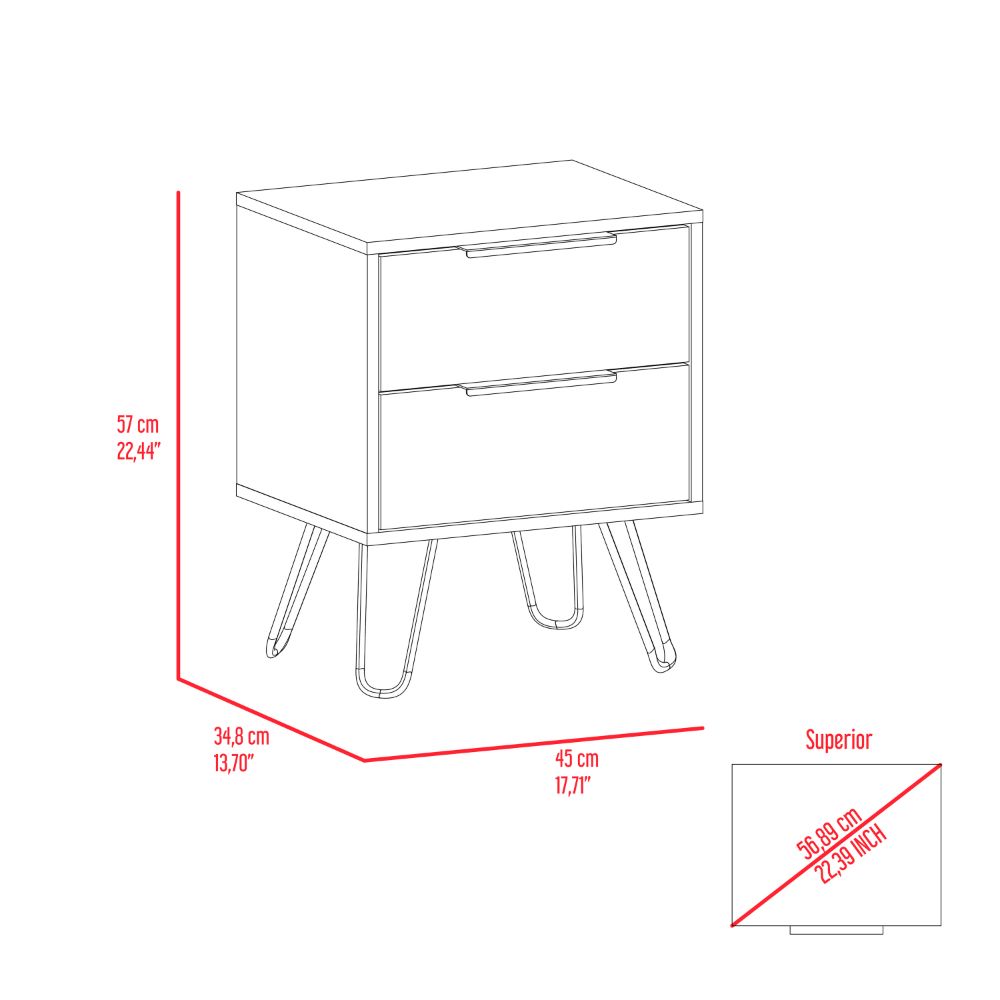 Modern Nuvo Nightstand with Two Drawers for bedroom