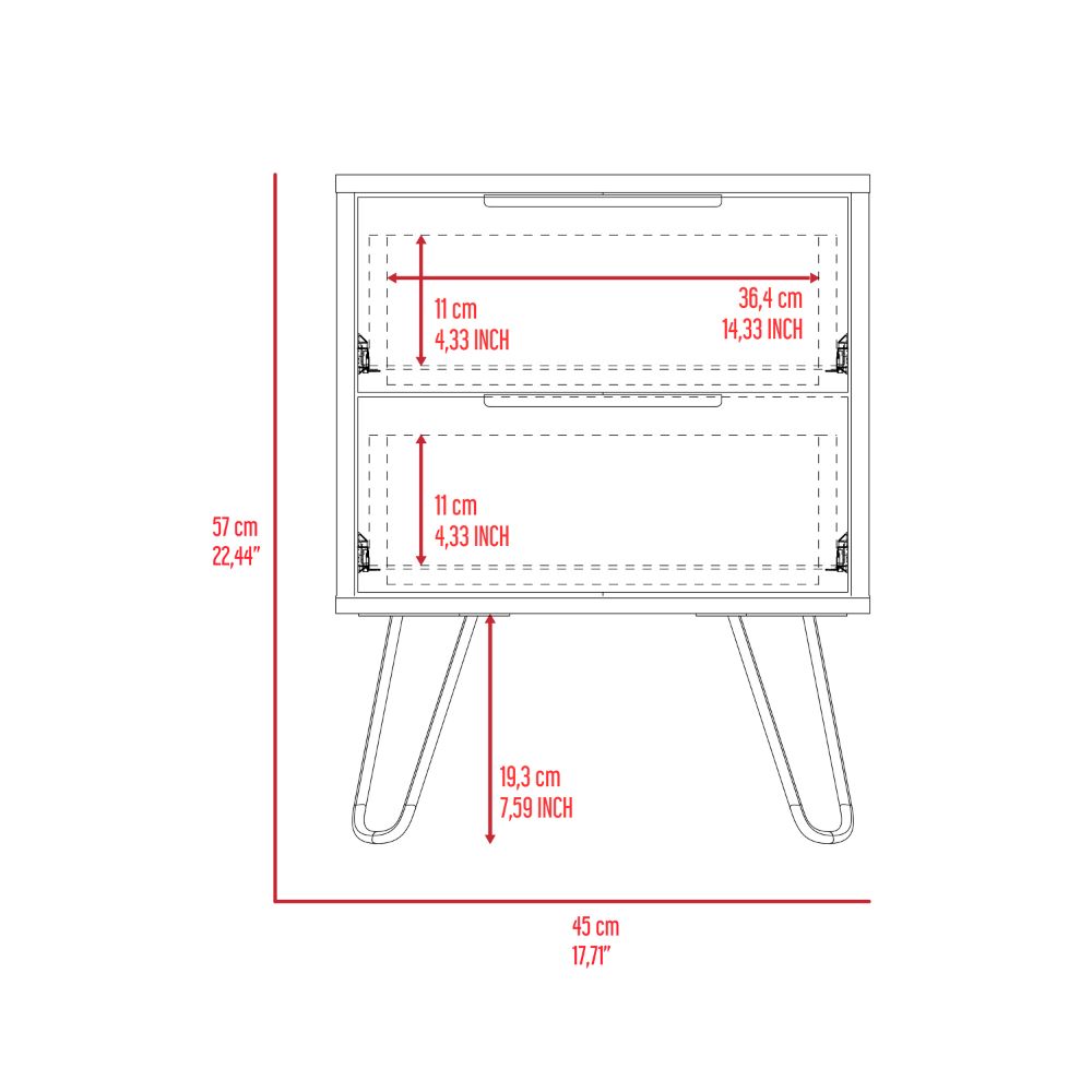 Modern Nuvo Nightstand with Two Drawers for bedroom