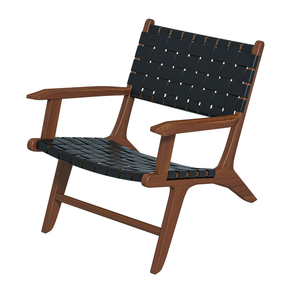 The Melody Black Strap Leather Teak Wood Lounge Chair Era and Style Inspired Home Décor 6