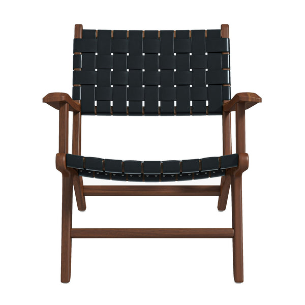 The Melody Black Strap Leather Teak Wood Lounge Chair Era and Style Inspired Home Décor 1