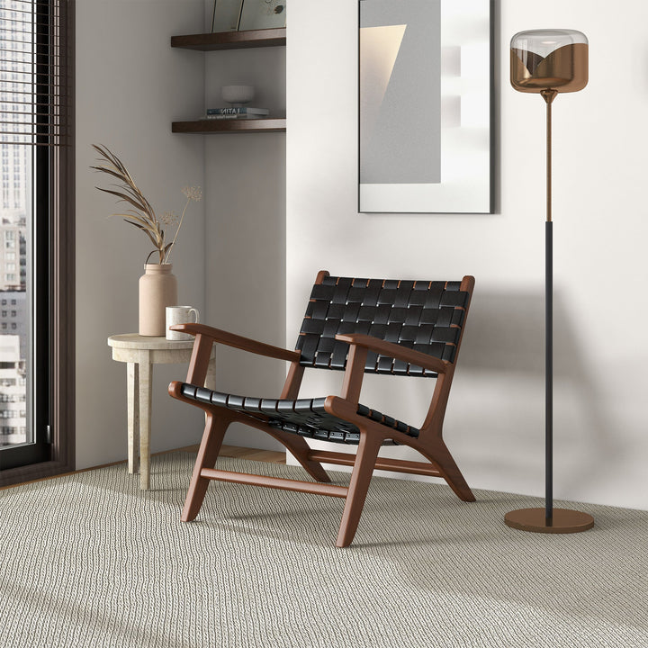 The Melody Black Strap Leather Teak Wood Lounge Chair Era and Style Inspired Home Décor 5