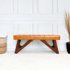 The Mia Tan Leather Bench With Buttons Era and Style Inspired Home Décor 6